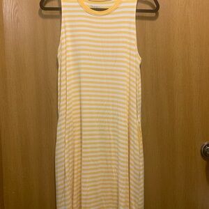 Time & Tru yellow & white striped maxi dress L